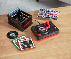 Crosley Rolling Stones 3-Inch Mini Bluetooth Turntable and 3" Record wood storage Crate